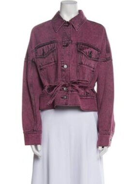 3.1 Phillip Lim Cropped Drawstring Denim Jacket - Wine size L